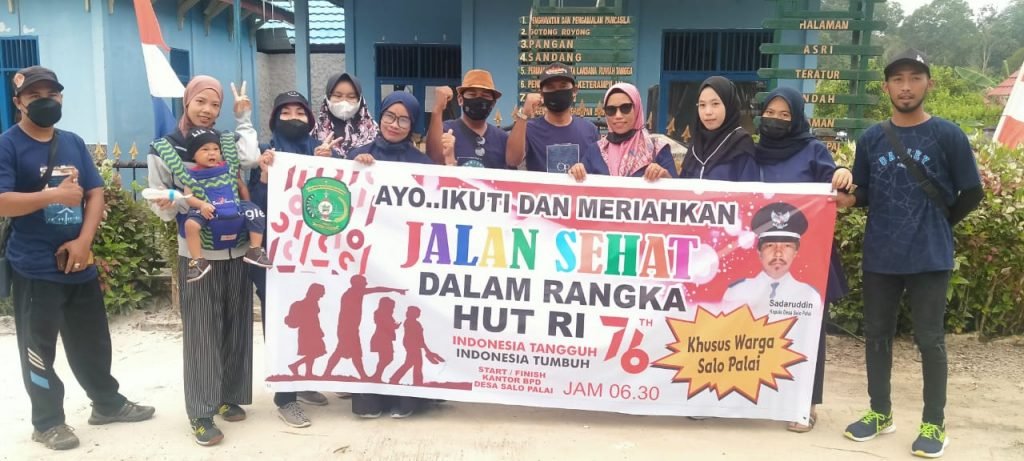 JALAN SEHAT DALAM RANGKA HUT RI KE-76 TAHUN DI DESA SALO PALAI